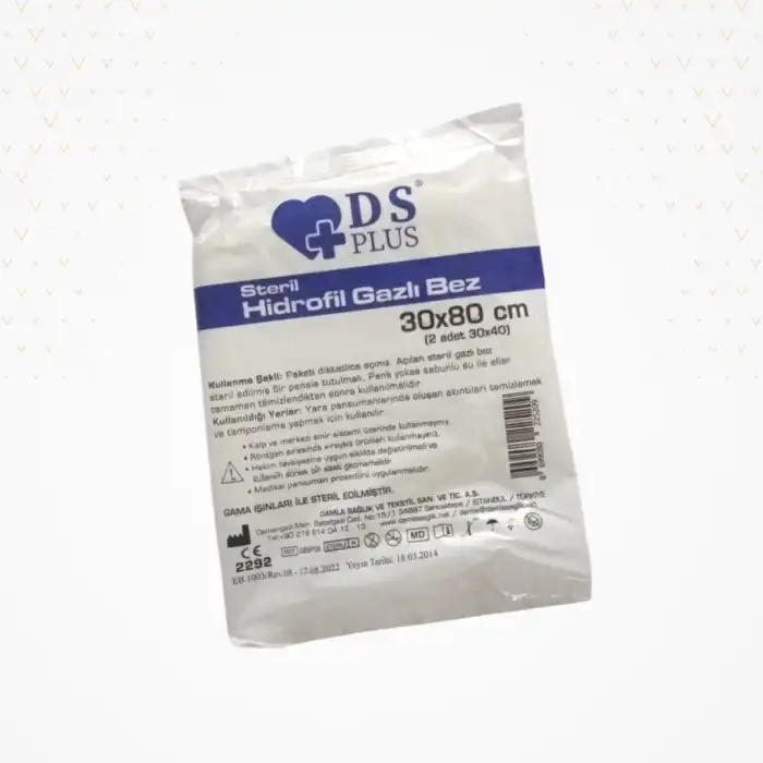 Damla Sağlık Steril Hidrofil Gazlı Bez 30x80 (2Parça) - 100lü Kutu