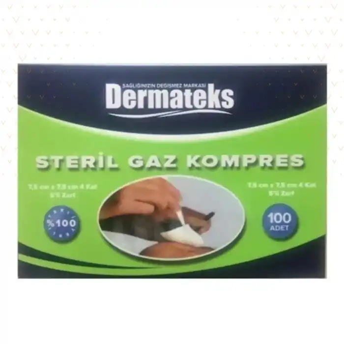 Dermateks Steril Gaz Kompres 7,5 x 7,5cm 4 Kat 5li Zarf (100adet) - 1 Kutu