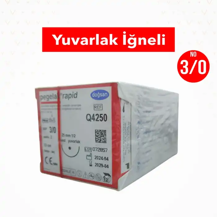 Doğsan Cerrahi İplik YUVARLAK İğneli PGLA (Emilebilir) No: 3/0 12li Kutu