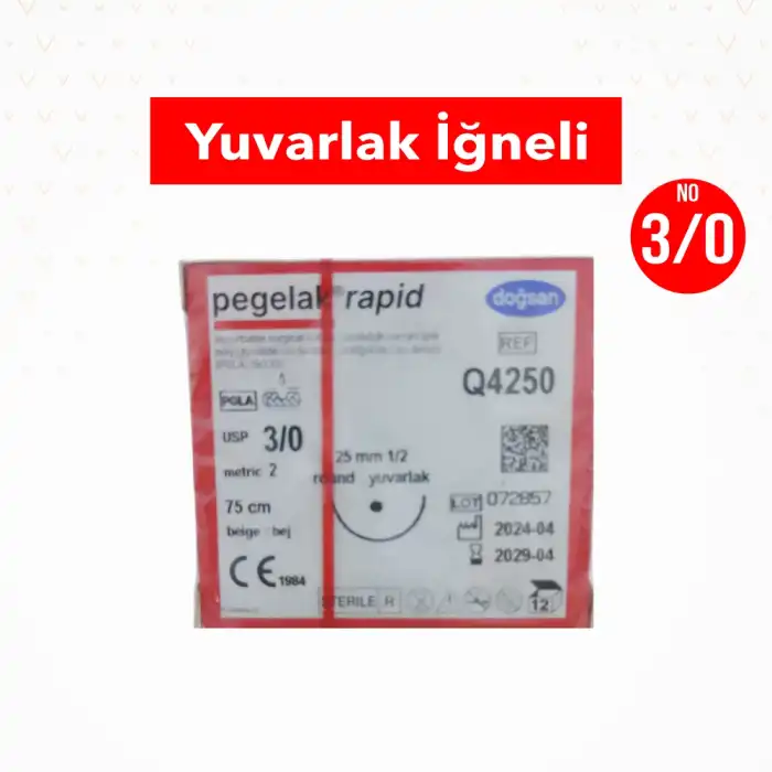 Doğsan Cerrahi İplik YUVARLAK İğneli PGLA (Emilebilir) No: 3/0 12li Kutu