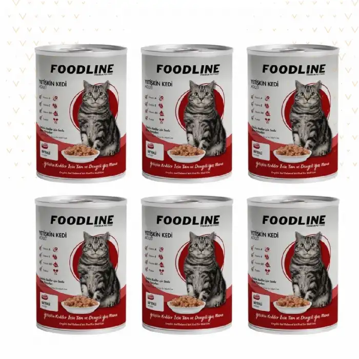 Foodline Biftekli Parça Etli Yetişkin Kedi Konserve 400gr x 6 Adet