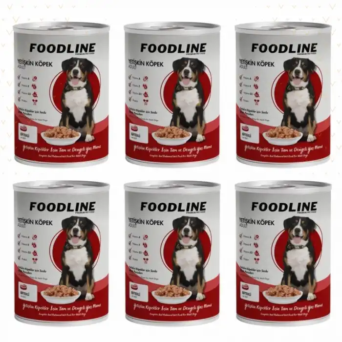 Foodline Biftekli Yetişkin Köpek Konservesi 400 Gr x 6 Adet