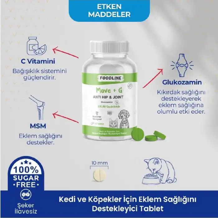 Foodline Hip&Joint Glucosamine 75 Tablet | Kedi ve Köpekler için Eklem Sağlığını Destekleyici