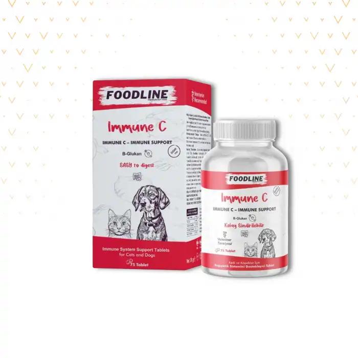 Foodline Immune +C 75 Tablet | Kedi ve Köpekler için Bağışıklık Sistemini Destekleyici