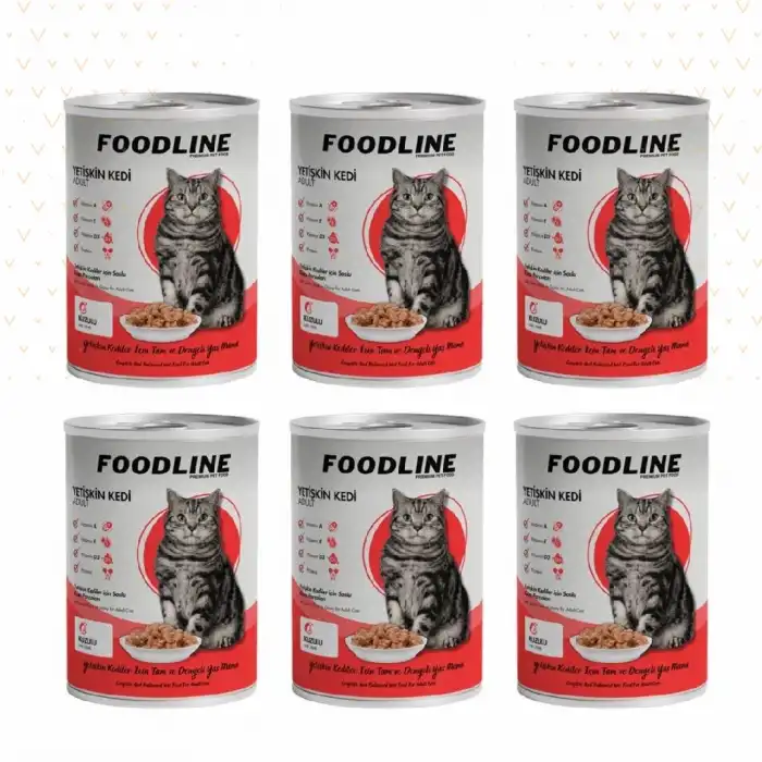 Foodline Kuzu Etli Yetişkin Kedi Konservesi 400 Gr x 6 Adet