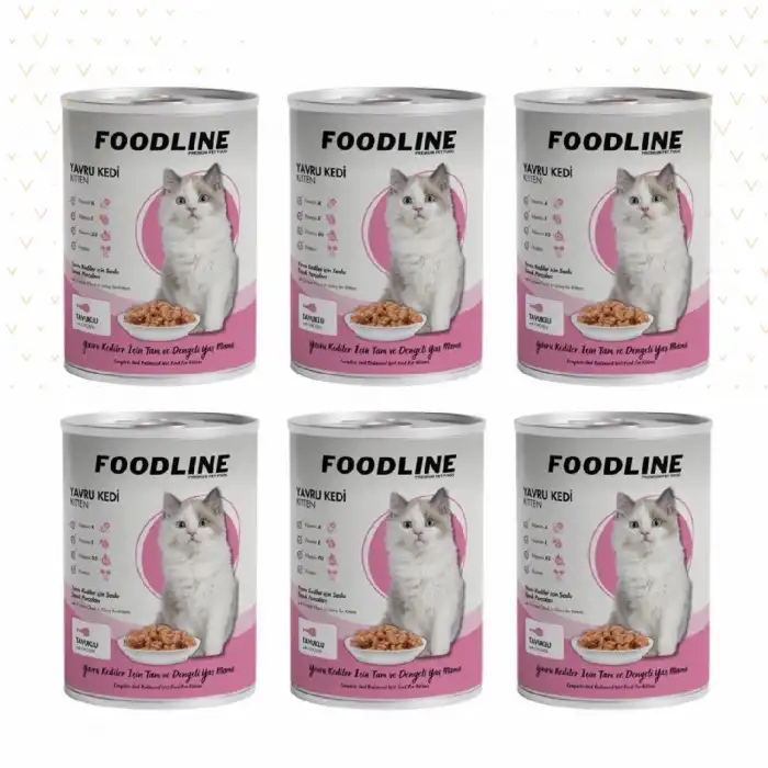 Foodline Tavuklu Yavru Kedi Konservesi 400 Gr x 6 Adet