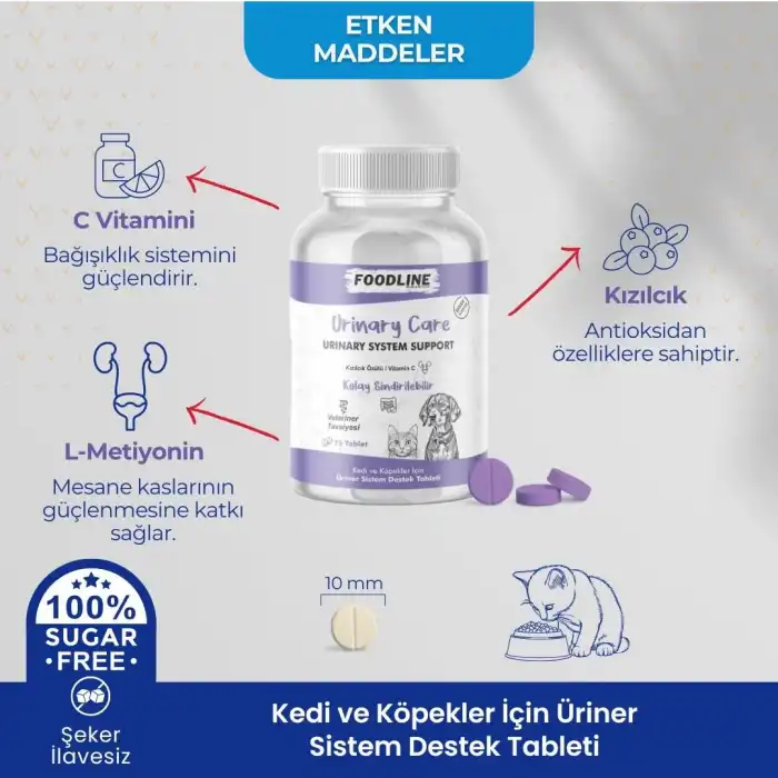 Foodline Urinary Care 75 Tablet | Kedi ve Köpekler için İdrar Sağlığını Destekleyici