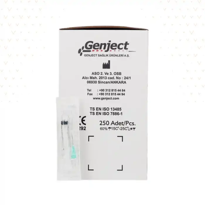 Genject 2ml (Contalı) 3Parça Kısa ve Yeşil Uçlu Veteriner Enjektörü 250li Kutu