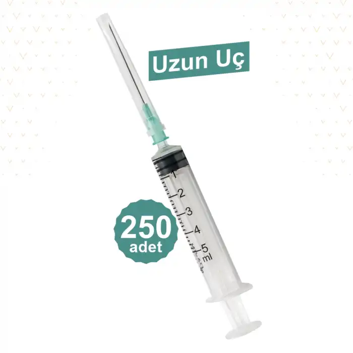 Genject 5 ml (Contalı) 3P Uzun Yeşil Uçlu Enjektör (21Gx38mm) 250li Kutu