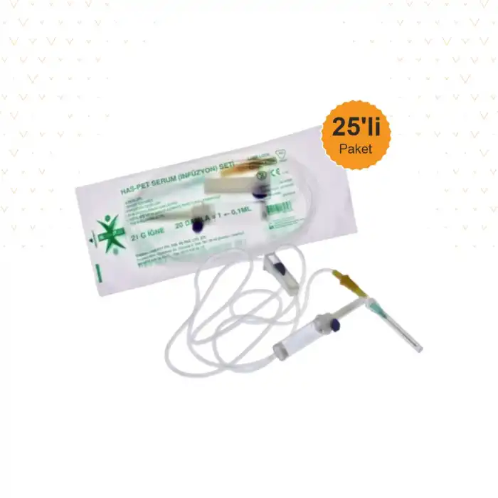 Haspet Serum Seti (İnfüzyon Seti) Vidalı Yeşil Uçlu 25li Paket