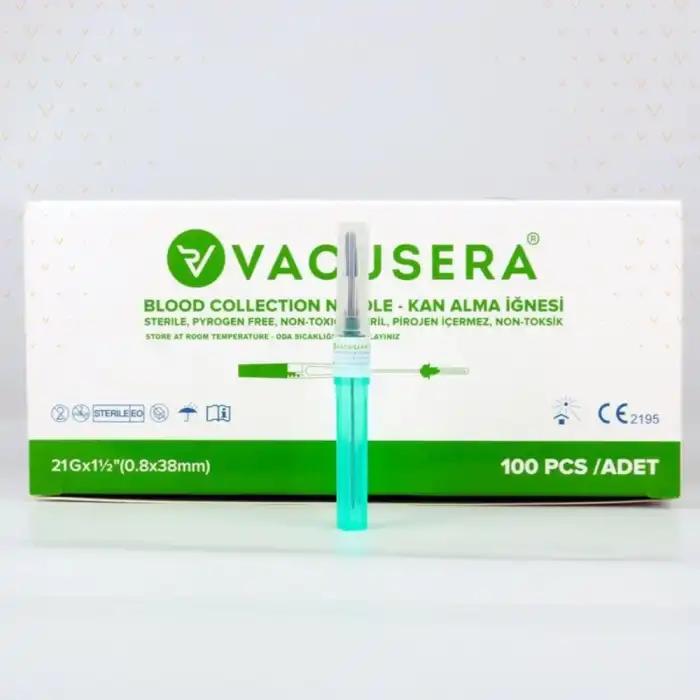 Kan Alma İğnesi (Vakumlu İğne Ucu) Yeşil 21G - 100lü Kutu