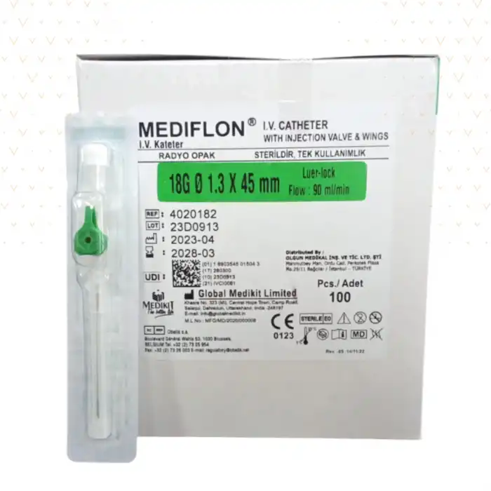 Mediflon Branül (İntraket) Yeşil 18G 100lü Kutu