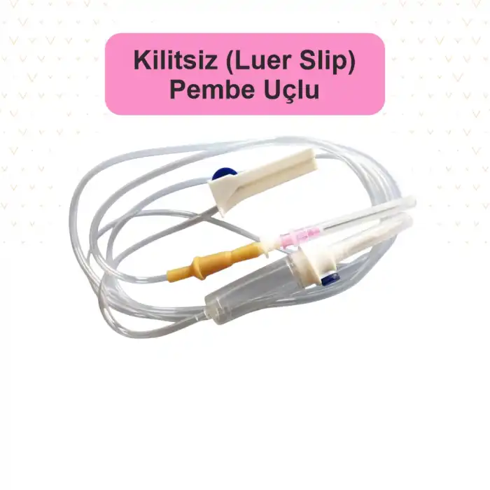 Serum Seti (İnfüzyon Seti) Kilitsiz (Luer Slip) Pembe Uçlu 500lü Koli