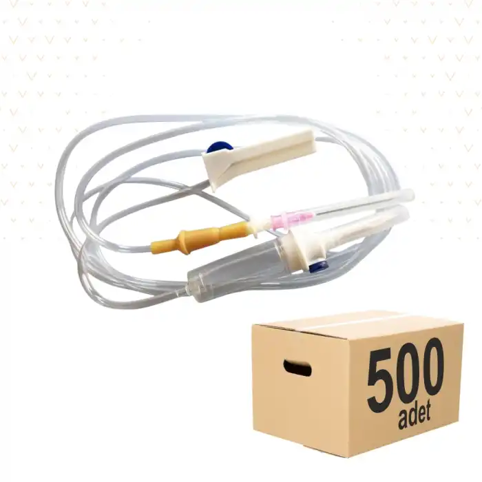 Serum Seti (İnfüzyon Seti) Kilitsiz (Luer Slip) Pembe Uçlu 500lü Koli