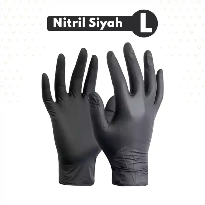Siyah Nitril Eldiven Pudrasız Large (L) 100lü Kutu