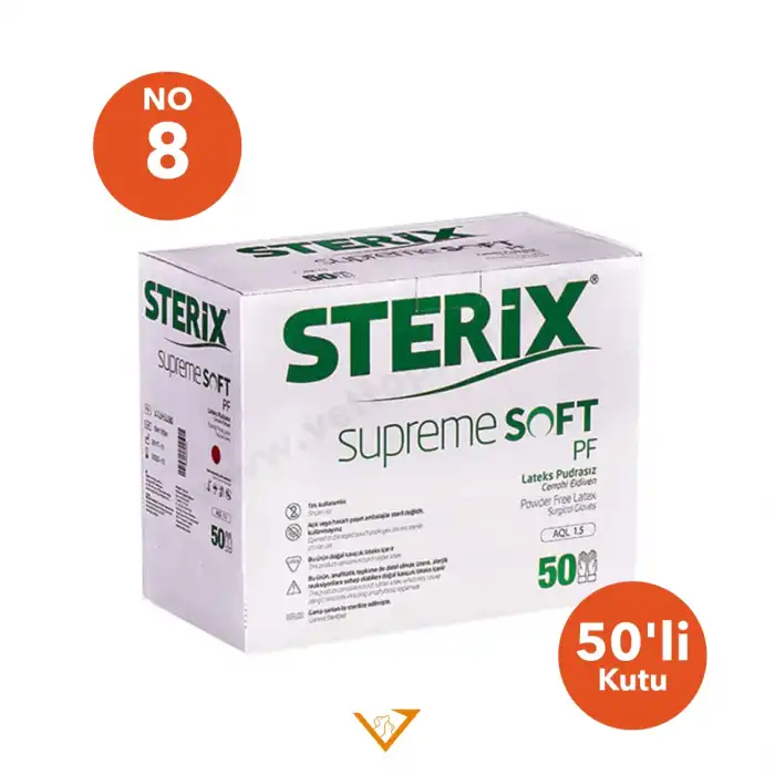 Sterix Steril Eldiven Pudrasız Kutu 50 Adet No: 8