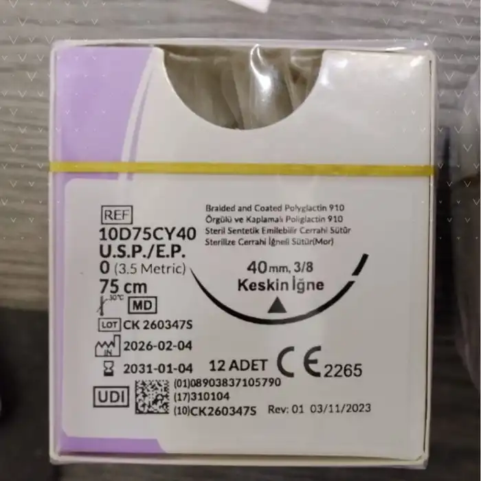 Trusynth PGA Sütür 75cm Keskin (Emilebilir) No: 0 12li Kutu