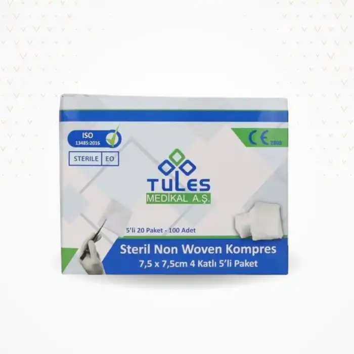 Tules Steril Spanç (Non Woven) 7,5cm x 7,5cm 4 kat 100lü Kutu