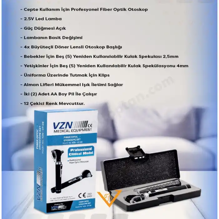 VZN Otoskop Fiber Optik Profesyonel Klinik Model Set VZN-OT-08