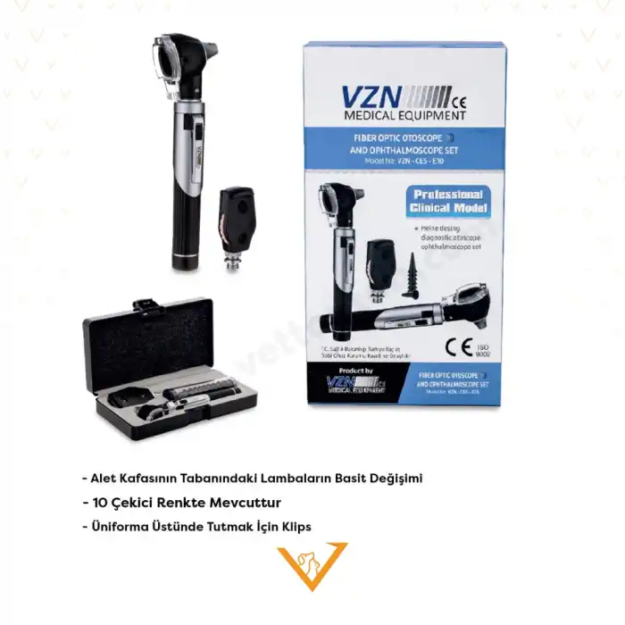 VZN Otoskop Oftalmaskop Fiber Optik Profesyonel Klinik Model Set CES-E10
