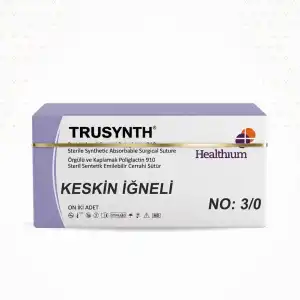 Trusynth PGA Sütür 75cm Keskin (Emilebilir) No: 3/0 12li Kutu