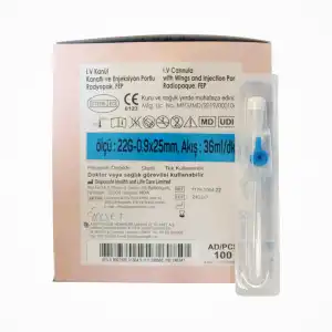 Ayset Branül (İntraket) Mavi 22G 100’lü Kutu