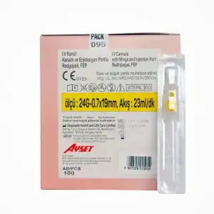 Ayset Branül (İntraket) Sarı 24G 100’lü Kutu