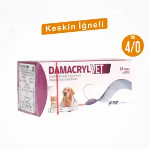 Damacryl-Vet Cerrahi PGA (Emilebilir) İplik 75 CM Keskin İğneli 12li Paket No: 4/0