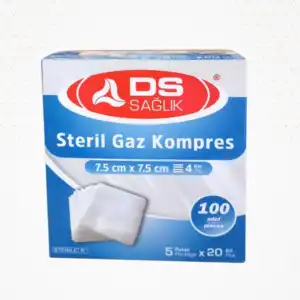 Damla Sağlık Steril Gaz Kompres 7,5cmx7,5cm (5li Zarf) 4 Kat - 100lü Kutu