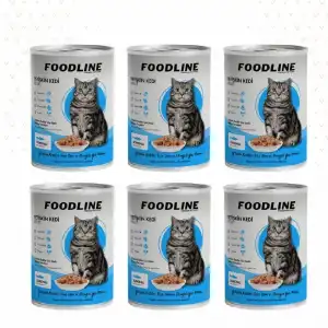 Foodline Somonlu Parça Etli Yetişkin Kedi Konserve 400gr x 6 Adet