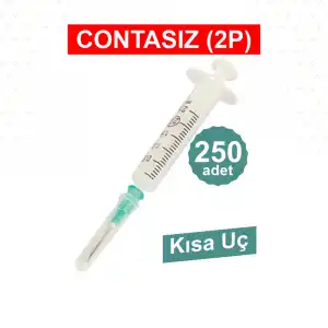Genject 2ml (CONTASIZ) 2Parça Kısa ve Yeşil Uçlu Veteriner Enjektörü 250li Kutu