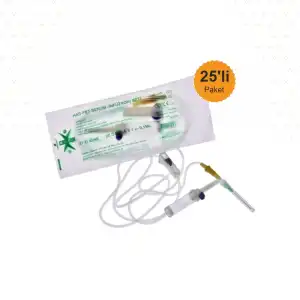 Haspet Serum Seti (İnfüzyon Seti) Vidalı Yeşil Uçlu 25li Paket