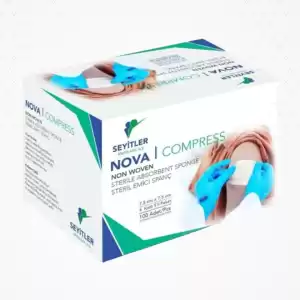 Seyitler Nova Kompres Steril Nonwoven 7,5cm x 7,5cm Spanç 100lü Kutu
