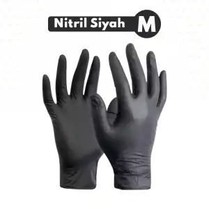 Siyah Nitril Eldiven Pudrasız Medium (M) 100lü Kutu