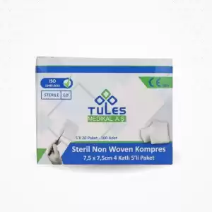 Tules Steril Spanç (Non Woven) 7,5cm x 7,5cm 4 kat 100lü Kutu