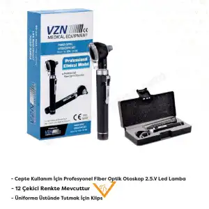 VZN Otoskop Fiber Optik Profesyonel Klinik Model Set VZN-OT-08