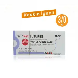WinPet Sütür PGA USP 3/0 (20mm) Keskin Sentetik Emilebilir - 12li Paket