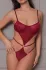 Transparan Bordo Dekolteli Balenli Fantazi İç Giyim Body TM1410