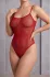 Kırmızı Transparan Tül Fantazi Bodysuit TM1480