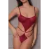 Transparan Bordo Dekolteli Balenli Fantazi İç Giyim Body TM1410