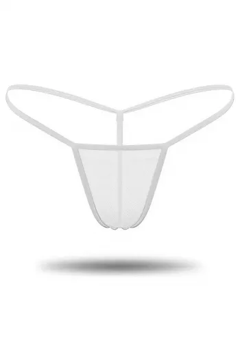 Beyaz Transparan Tül String Tanga TM0368
