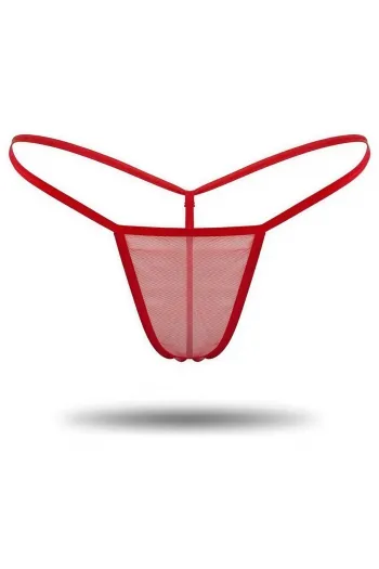 Kırmızı Transparan Tül String Tanga TM1115