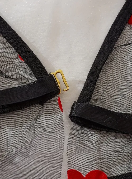 Kalp Desenli Siyah Transparan Gecelik TM1378