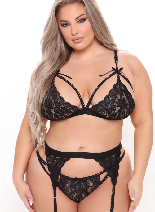 Siyah Dantelli Büyük Beden Jartiyer Takımı TM1296