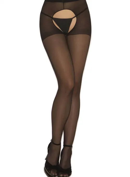 Siyah Özel Bölgesi Açık Fantazi Külotlu Çorap TM1078