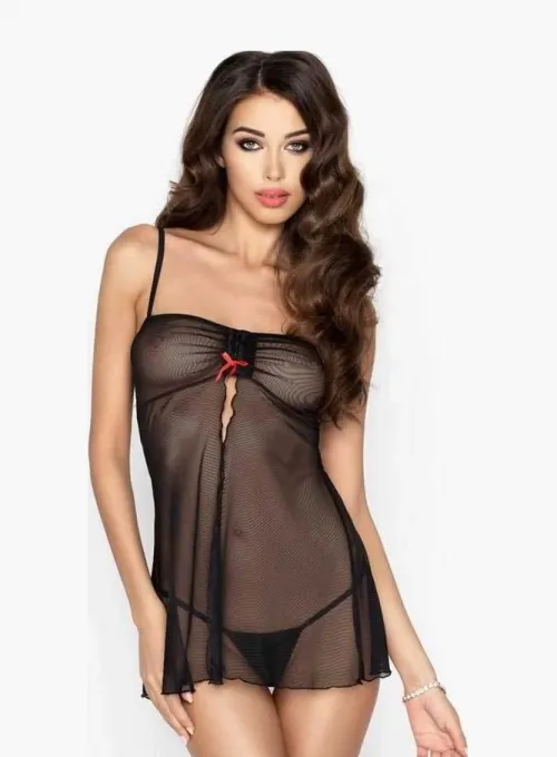 Siyah Transparan Fantazi Gecelik TM1191