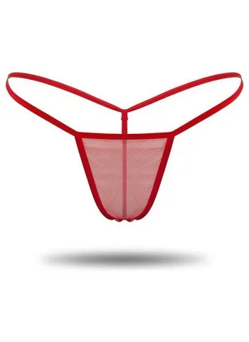 Kırmızı Transparan Tül String Tanga TM1115