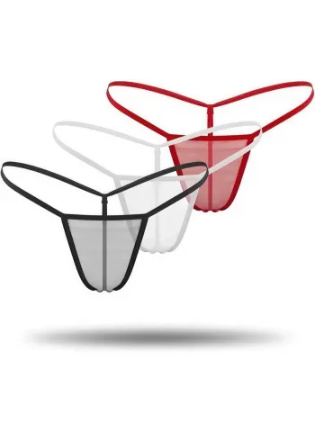 3lü Renkli Transparan Tül String Tanga TM0369