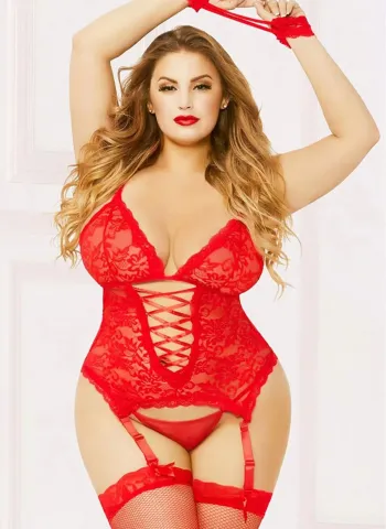 Eller Kelepçeli Kırmızı Büyük Beden Jartiyer TM1250