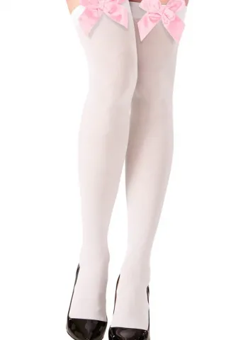 Pembe Fiyonklu Beyaz Jartiyer Çorabı TM1231